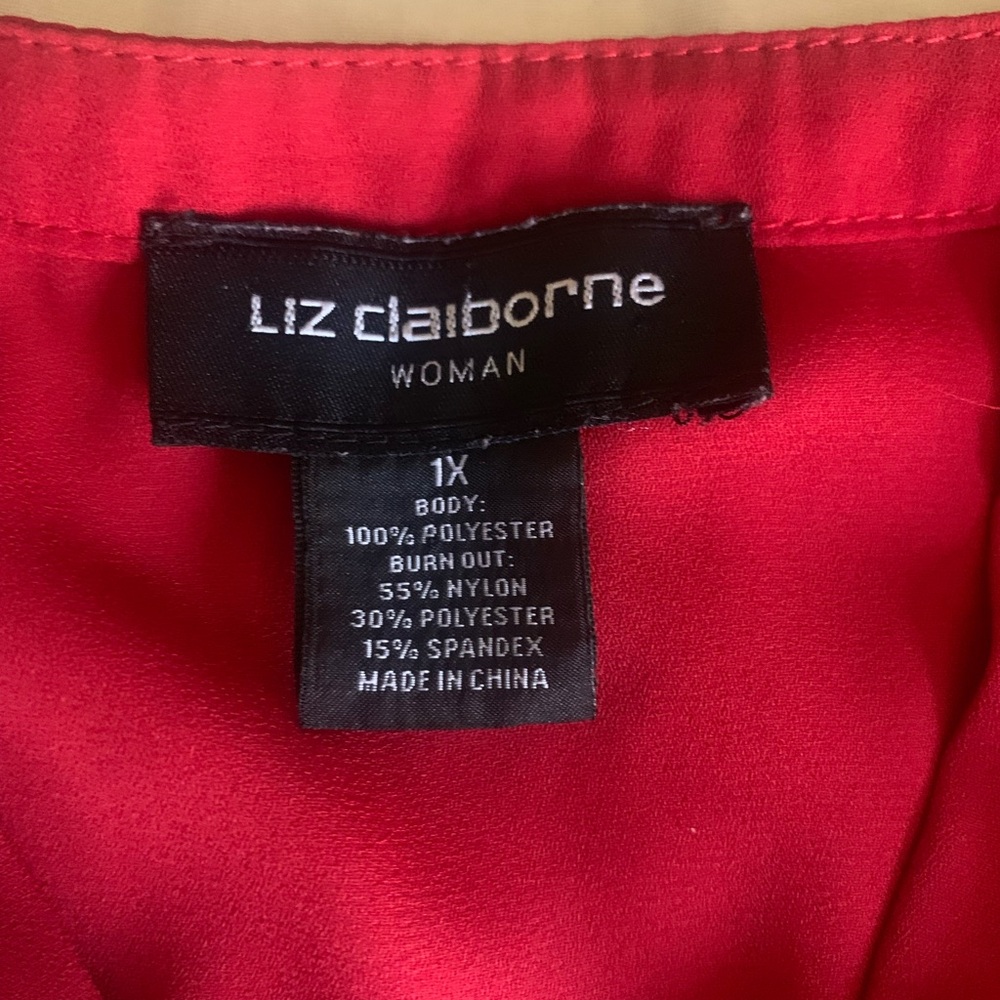 Liz Claiborne Red Textured Blouse - Picture 5 of 7